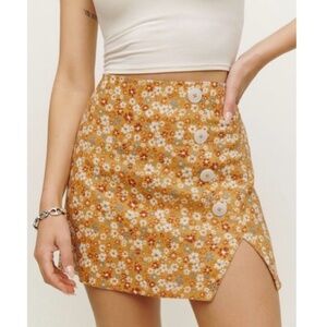 Reformation Taylor Junie Floral Linen Mini Skirt 12